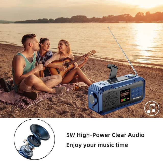 Alt view image 7 of 7 - Portable Emergency Radio with AM FM NOAA,Bluetooth Speaker,2000mAh Rechargeable Battery,USB-C Hand Crank Solar Charging,Clear Sound Quality,Flashlight,SOS Alarm for Storm Power Outages Camping