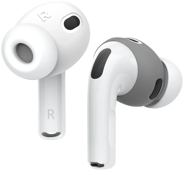 Main image of Ear Tips Cover for AirPods Pro 3, Fit in the Case (2 Pairs) Anti Slip Silicone Cover, Anti Scratches, Protection, Grip, Perfect Fit, Ultra Slim, Full Access (Dark Grey & White)