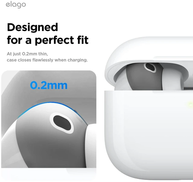 Alt view image 5 of 7 - Ear Tips Cover for AirPods Pro 3, Fit in the Case (2 Pairs) Anti Slip Silicone Cover, Anti Scratches, Protection, Grip, Perfect Fit, Ultra Slim, Full Access (Dark Grey & White)