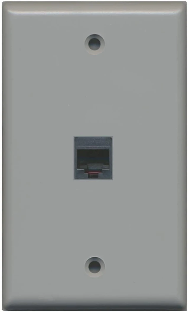 Main image of Rj11/12 Phone Wall Plate 1 Gang Flat - Gray