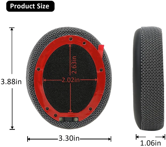 Alt view image 5 of 7 - Ear Pads Cushions for Beats Studio 2& Studio 3 Wired/Wireless Headphones with Fabric, Memory Foam& Protein Leather (Black)
