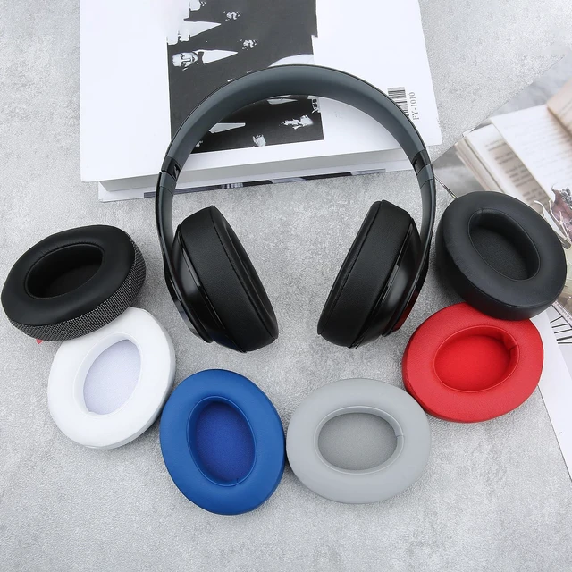 Alt view image 6 of 7 - Ear Pads Cushions for Beats Studio 2& Studio 3 Wired/Wireless Headphones with Fabric, Memory Foam& Protein Leather (Black)