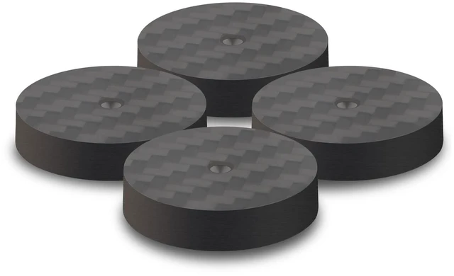 Main image of 4PCS Speaker Spike Floor Protectors Carbon Fiber 25X5mm Speaker Pads(Black) Speaker Spikes Pads Subwoofer Isolation Feet Amplifier Feet for Audio,Speakers,Subwoofers,Amplifier,Turntable,DAC,PC Case