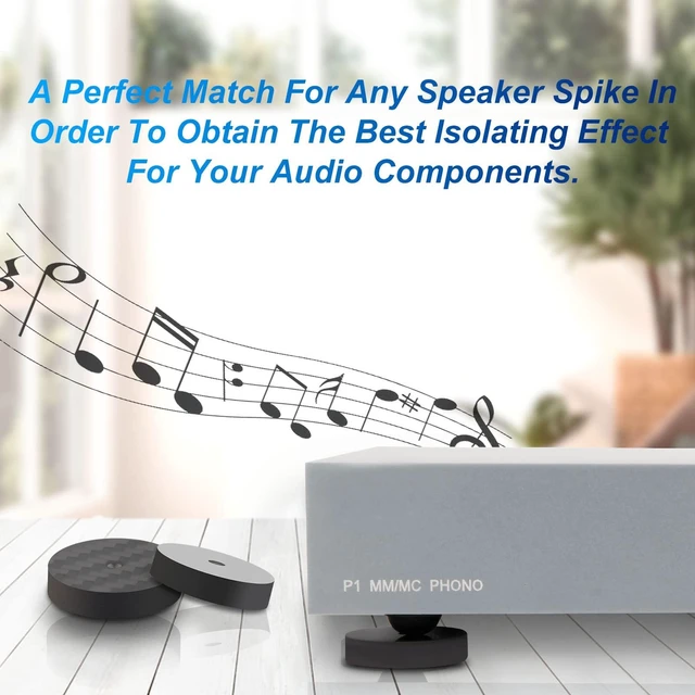 Alt view image 3 of 6 - 4PCS Speaker Spike Floor Protectors Carbon Fiber 25X5mm Speaker Pads(Black) Speaker Spikes Pads Subwoofer Isolation Feet Amplifier Feet for Audio,Speakers,Subwoofers,Amplifier,Turntable,DAC,PC Case