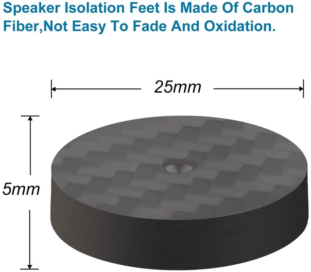 Alt view image 4 of 6 - 4PCS Speaker Spike Floor Protectors Carbon Fiber 25X5mm Speaker Pads(Black) Speaker Spikes Pads Subwoofer Isolation Feet Amplifier Feet for Audio,Speakers,Subwoofers,Amplifier,Turntable,DAC,PC Case