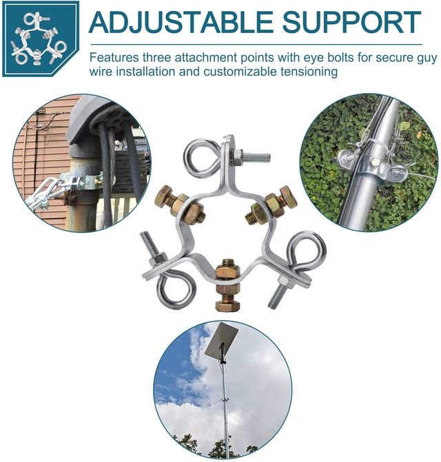 Alt view image 2 of 7 - EZ 43-A 3-Way Down Guy Ring, Adjustable Antenna Mast Mount, 2-1/4 Inch