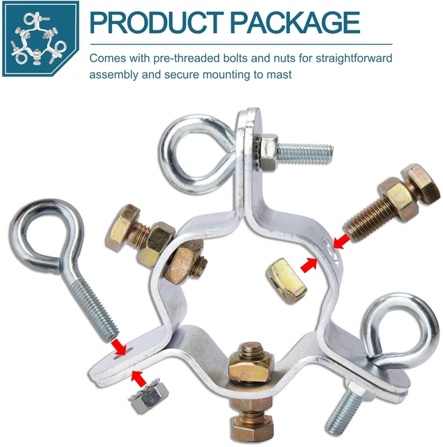 Alt view image 5 of 7 - EZ 43-A 3-Way Down Guy Ring, Adjustable Antenna Mast Mount, 2-1/4 Inch