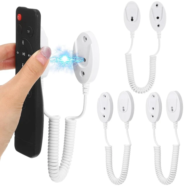 Main image of Remote Control Holder 4-Pack 39 in Retractable Tether, Adhesive Wall Mount Anti-Loss Cord for TV, Fan, AC Remotes, Keeps Controllers Secure for Home, Bed, Couch
