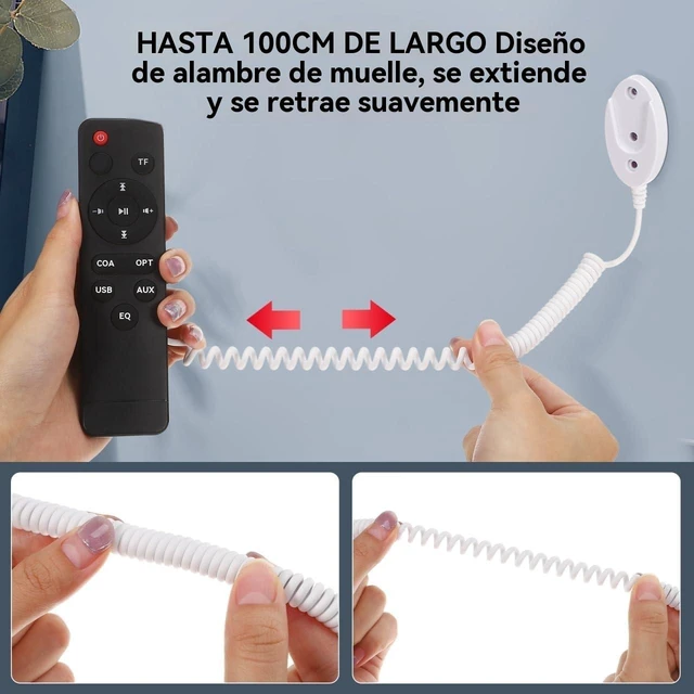Alt view image 4 of 7 - Remote Control Holder 4-Pack 39 in Retractable Tether, Adhesive Wall Mount Anti-Loss Cord for TV, Fan, AC Remotes, Keeps Controllers Secure for Home, Bed, Couch