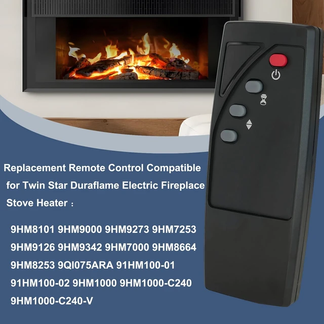 Alt view image 4 of 7 - Replacement Remote Control Compatible for Twin Star Duraflame Electric Fireplace Stove Heater Infrared Remote 9HM8101 9HM9000 9HM9273 9HM7253 9HM9126 9HM9342 9HM7000 9HM8664 9HM8253 9QI075ARA