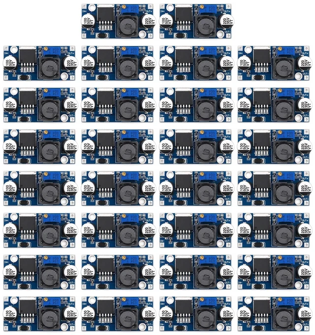 Main image of 30-Pack LM2596 Buck Converter, DC-DC Step Down, Adjustable 3-40V input to 1.25-35V output, up to 92% efficiency, for DIY power supplies and electronics projects