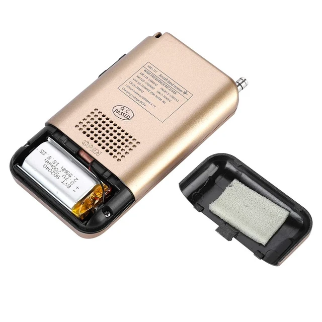Alt view image 2 of 7 - Aviation AIR/FM/AM/CB/SW/VHF Full Band Portable Shortwave Radio Receiver - Handheld Airband With Built-in 700mAh Battery, LCD Display, Headphone (Gold)