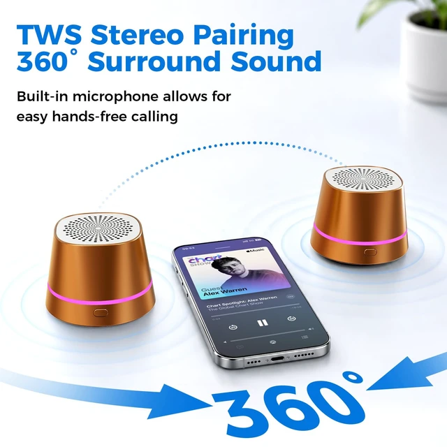 Alt view image 6 of 7 - Magnetic Portable Bluetooth Speaker, Soundcore Speaker, Mini Speaker Outdoors/Home/Travel,Shower Speaker, Bluetooth Speaker, 12H Playtime, Powerful Sound,RGB Lights