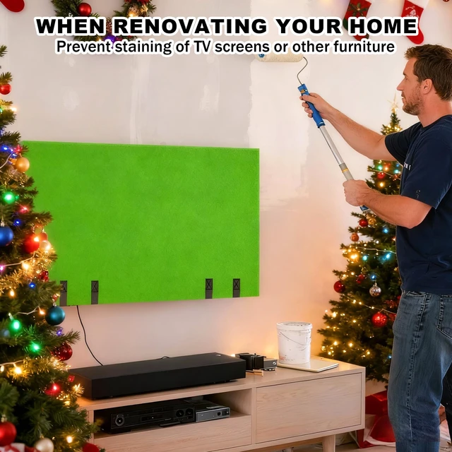 Alt view image 7 of 7 - TV Cover Moving Dust Anti-Scratch TV Screen Protector Covers Flat Screen TV Cover Moving with Bottom Strap and Gloves For 70"-75" TV Dust Protection Moving Renovation