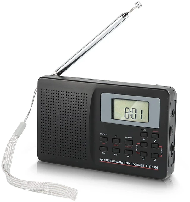 Main image of CS106 Portable Radio, Mini FM/AM/SW/MW/LW/TV Full Band Receiver Radio Worldwide Broadcast Radio with 3.5MM Earphone for Knowing to News, Entertainment Black