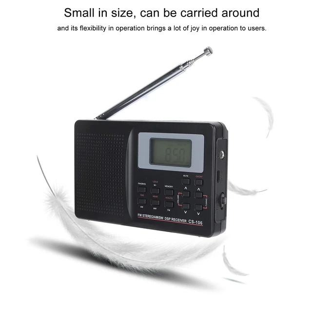 Alt view image 5 of 7 - CS106 Portable Radio, Mini FM/AM/SW/MW/LW/TV Full Band Receiver Radio Worldwide Broadcast Radio with 3.5MM Earphone for Knowing to News, Entertainment Black