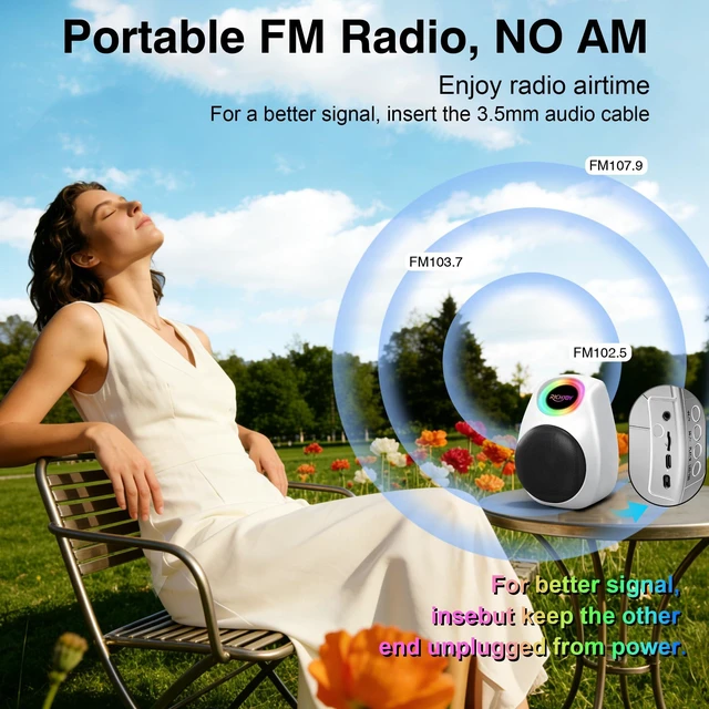 Alt view image 6 of 7 - Wireless Bluetooth Speaker TWS Dual Pairing Portable Speaker with Colorful Lights BT5.3,Support TF Card,MP3 Player,AUX Input,4000mAh Long Battery Life for Home Garden Camping (White)