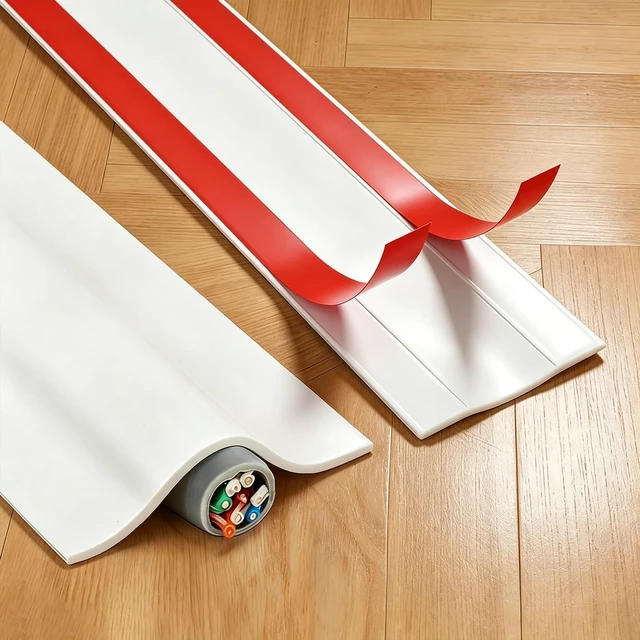Main image of Floor Cord Cover 10FT White, SelfAdhesive Floor Cord Hider Concealer to Prevent Trips, Cable Management Protector for Wires on Floors, for Home Office Garage