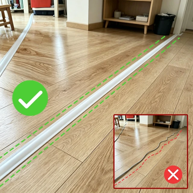 Alt view image 3 of 7 - Floor Cord Cover 10FT White, SelfAdhesive Floor Cord Hider Concealer to Prevent Trips, Cable Management Protector for Wires on Floors, for Home Office Garage