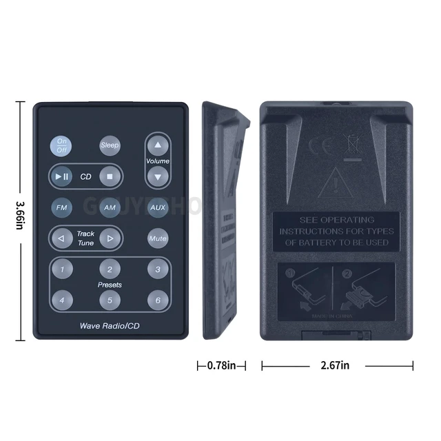 Alt view image 5 of 6 - Replacement Remote Control for Bose A5 Wave Radio/CD Player AWRC-1P AWRC-P1 AWRC-1W AWRC-1G AWRC1P 193334-B10 193334-B02