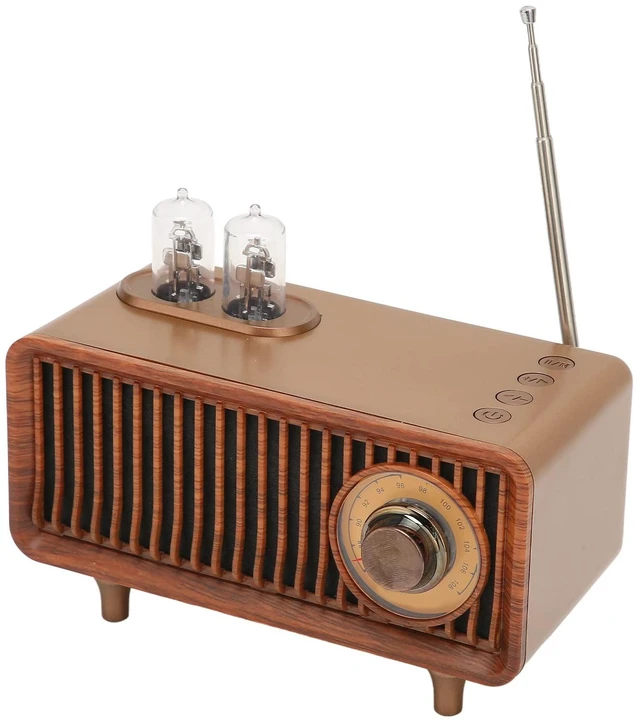 Main image of Retro Bluetooth Speaker with LED Light for PC Laptop - Vintage Radio Speaker with AUX, Memory Card, U Disk Support (Wood)