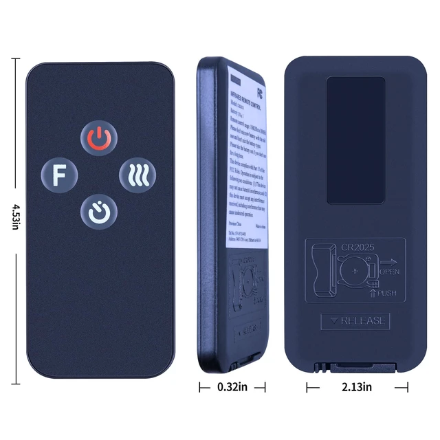 Alt view image 2 of 2 - New Replacement Remote Control for Greystone Fireplace Stove Heater WF2613L WF2613R RC1007A-F2825 SF103-35 WF2613R-1 F2815 F2825 GR44FR GR54FR PD2609F F2699L 324-000071 F2814A