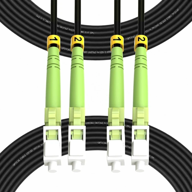 Main image of Outdoor LC to LC OM5 Fiber Patch Cable Multimode TPU, 15M(50ft) Armored Fiber Optic Cable Jumper Patch Cord, Multi-Mode Duplex, 10GB/40GB/100GB, 50/125m, Direct Burial, OD-5.0mm