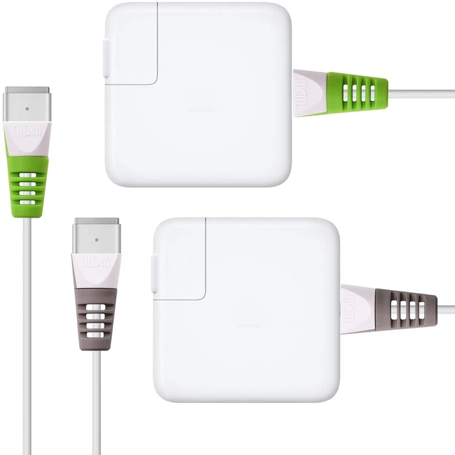 Main image of [Klip 4Pcs Snap On Charging Cable Cord Saver Protector Compatible with MacBook Magsafe 2 Power Adapter - Green & Gray