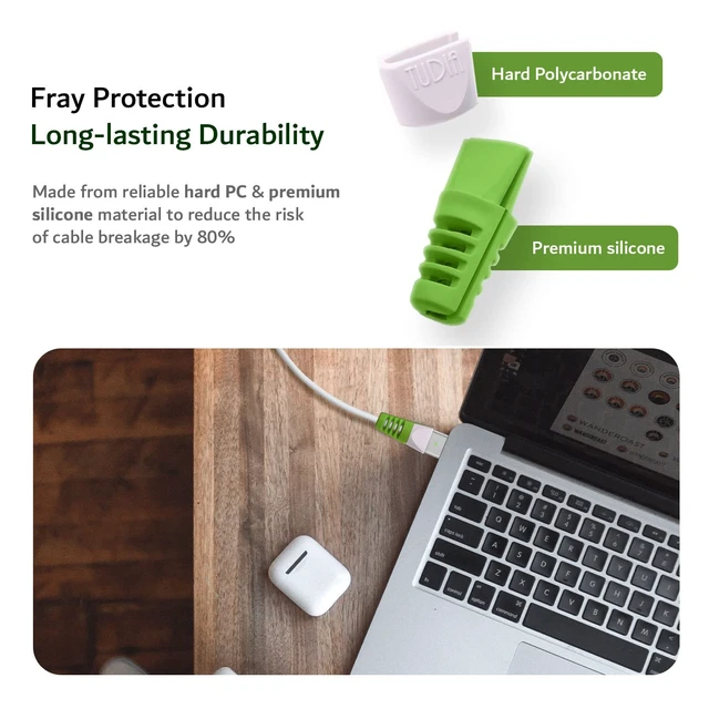 Alt view image 4 of 7 - [Klip 4Pcs Snap On Charging Cable Cord Saver Protector Compatible with MacBook Magsafe 2 Power Adapter - Green & Gray