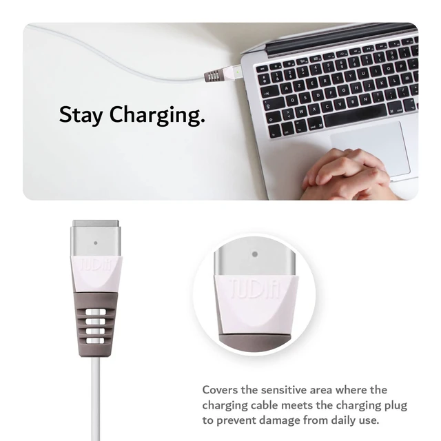 Alt view image 5 of 7 - [Klip 4Pcs Snap On Charging Cable Cord Saver Protector Compatible with MacBook Magsafe 2 Power Adapter - Green & Gray