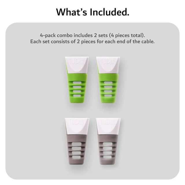 Alt view image 7 of 7 - [Klip 4Pcs Snap On Charging Cable Cord Saver Protector Compatible with MacBook Magsafe 2 Power Adapter - Green & Gray