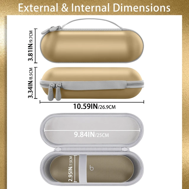 Alt view image 5 of 7 - Hard Case for Beats Pill - Speaker Champagne Gold EVA case construction, Water-resistant design, Dust-resistant design, Case only