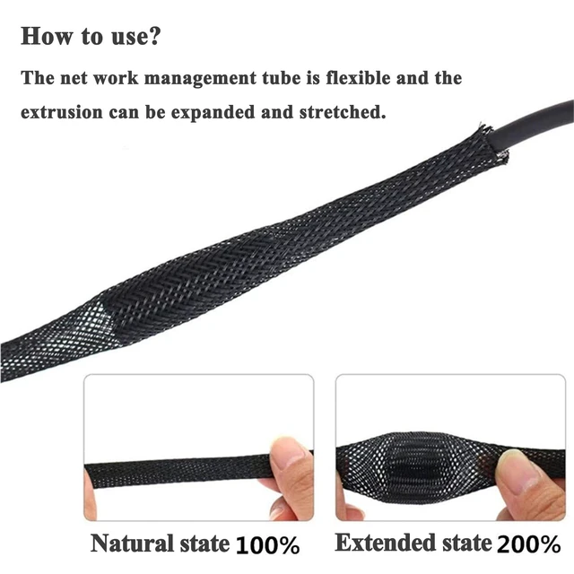 Alt view image 4 of 7 - 25ft - 1 Inch Cable Management Sleeve Protector,Wire Loom PET Expandable Wire Sleeving for Office TV Computer Home Theater Engine Bay Cord Organizer,Protect Cables from Pet Cat Dog Chewing,Black