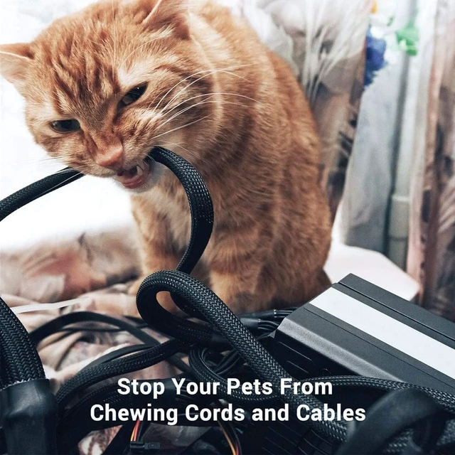 Alt view image 6 of 7 - 25ft - 1 Inch Cable Management Sleeve Protector,Wire Loom PET Expandable Wire Sleeving for Office TV Computer Home Theater Engine Bay Cord Organizer,Protect Cables from Pet Cat Dog Chewing,Black