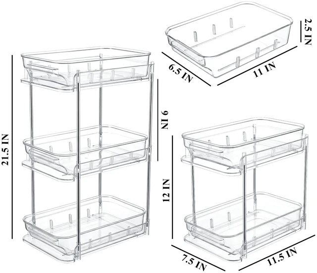 Alt view image 2 of 7 - Clear CD Organizer, 3-Tier Sliding Drawer Storage Shelf - Holds 72 CDs, Versatile Organizer for VCDs DVDs CDs, Cosmetics, Cups (3-Tier)