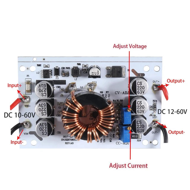 Alt view image 3 of 7 - 3pcs 600W Constant Current Boost Converter DC-DC 10V-60V to 12-60V 10A Adjustable Step-up Power Supply Module Booster Constant Voltage Constant Current Power Converter Module