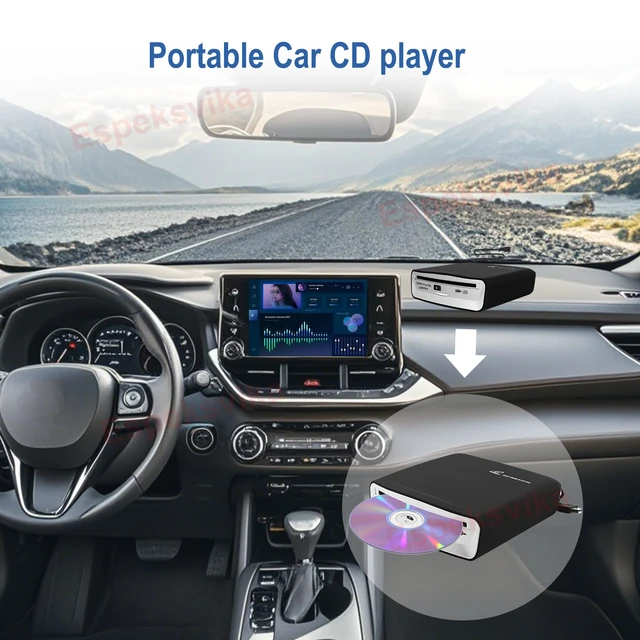 Alt view image 2 of 7 - Compact VCD Car CD Player Universal Dish Box Player External Stereo USB Interface for Android Navigation/Smart TV/Desktops Laptops Tablets(Fit for Android Version 4.4 and Above)