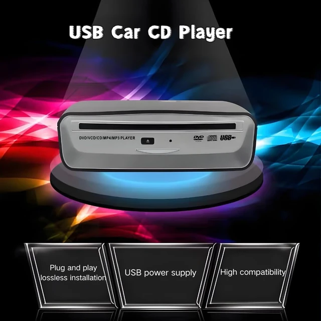 Alt view image 3 of 7 - Compact VCD Car CD Player Universal Dish Box Player External Stereo USB Interface for Android Navigation/Smart TV/Desktops Laptops Tablets(Fit for Android Version 4.4 and Above)
