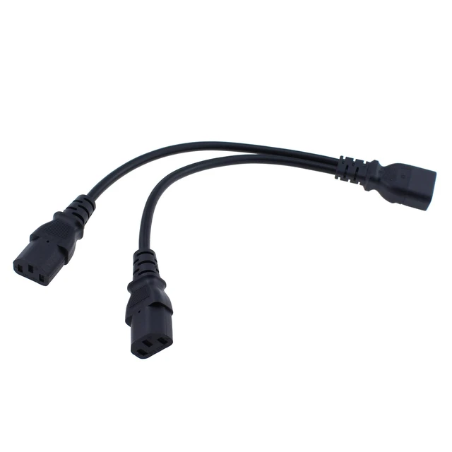 Alt view image 2 of 5 - 2pcs IEC C14 to 2 x C13 Splitter Power Cord 1ft Computer, Monitor and Printer Short Power Distributor Cable Adapter, Black
