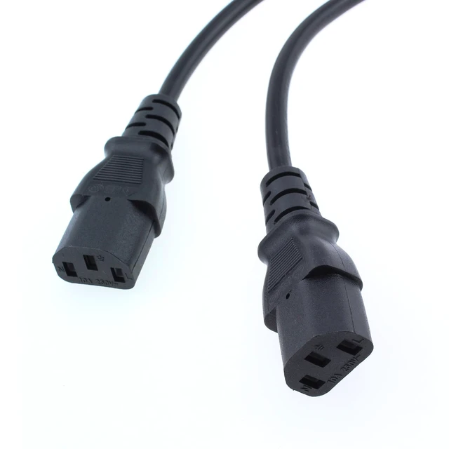 Alt view image 3 of 5 - 2pcs IEC C14 to 2 x C13 Splitter Power Cord 1ft Computer, Monitor and Printer Short Power Distributor Cable Adapter, Black