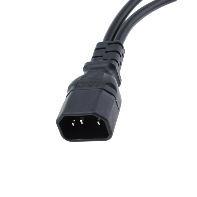 Alt view image 4 of 5 - 2pcs IEC C14 to 2 x C13 Splitter Power Cord 1ft Computer, Monitor and Printer Short Power Distributor Cable Adapter, Black