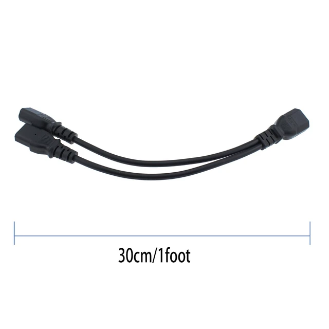 Alt view image 5 of 5 - 2pcs IEC C14 to 2 x C13 Splitter Power Cord 1ft Computer, Monitor and Printer Short Power Distributor Cable Adapter, Black
