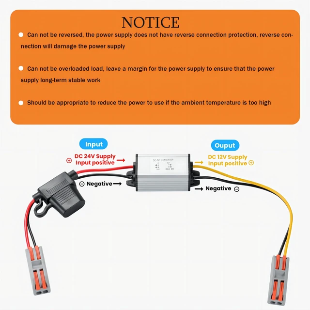 Alt view image 6 of 7 - DC 24V Step Down to 12V 5A 60W DC Buck Converter Power Transformer Supply for Golf Cart Vehicle etc