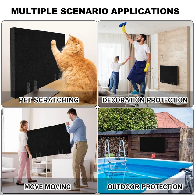 Alt view image 6 of 7 - TV Cover for Moving 60"-65" TV Screen Protector Cover Flat Screen TV Cover Moving with Bottom Strap and Gloves For 70"-75" TV Dust Protection Moving Renovation