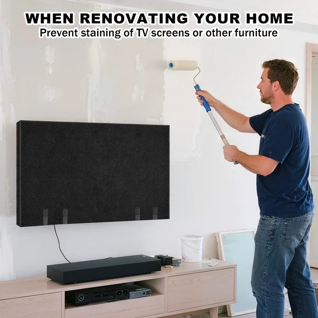 Alt view image 7 of 7 - TV Cover for Moving 60"-65" TV Screen Protector Cover Flat Screen TV Cover Moving with Bottom Strap and Gloves For 70"-75" TV Dust Protection Moving Renovation