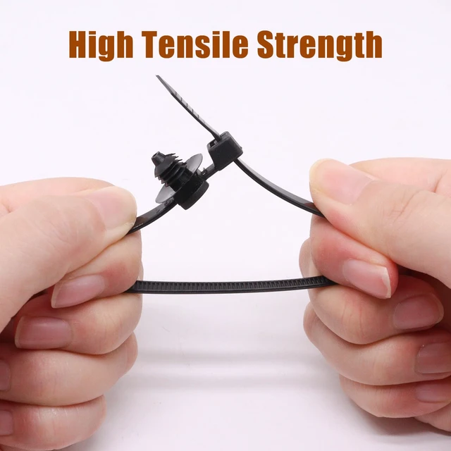 Alt view image 5 of 6 - Cable Zip Ties 8 Inch, Black Zip Ties with Retainer - Fir Tree Nylon Push Mount Head Electrical Zip Tie Wire Clip Holder Adjustable Self Locking (100 Pack)