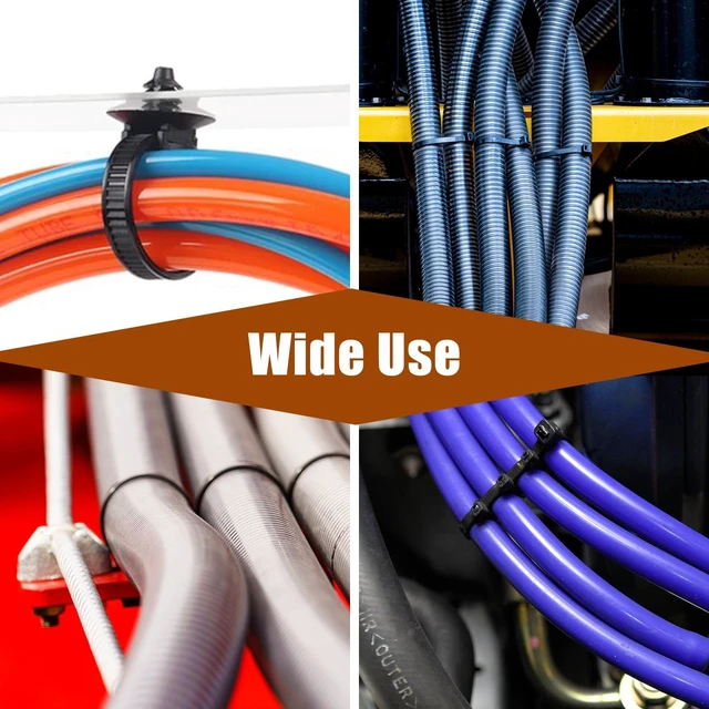 Alt view image 6 of 6 - Cable Zip Ties 8 Inch, Black Zip Ties with Retainer - Fir Tree Nylon Push Mount Head Electrical Zip Tie Wire Clip Holder Adjustable Self Locking (100 Pack)
