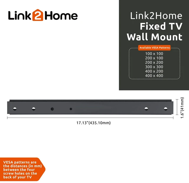 Alt view image 5 of 7 - Fixed TV Wall Mount up to 57 inch, Mount Directly on Sheetrock or Plasterboard Walls, No Studs Required, Up to 88 lbs. VESA 100/400, fits LED, LCD, OLED, Flat and Curved TVs, Black Aluminum