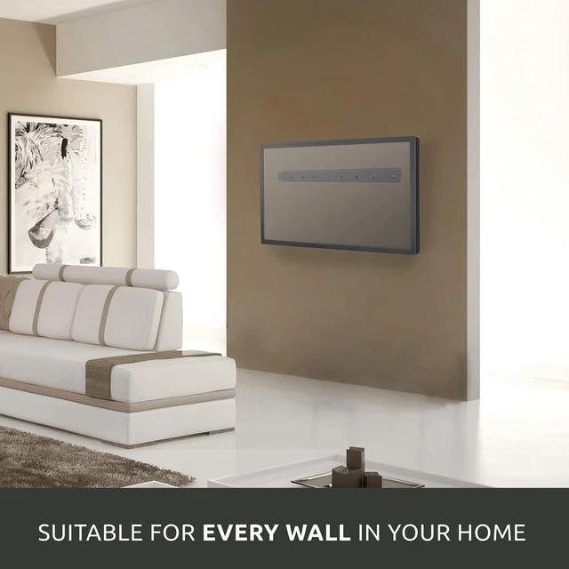 Alt view image 6 of 7 - Fixed TV Wall Mount up to 57 inch, Mount Directly on Sheetrock or Plasterboard Walls, No Studs Required, Up to 88 lbs. VESA 100/400, fits LED, LCD, OLED, Flat and Curved TVs, Black Aluminum