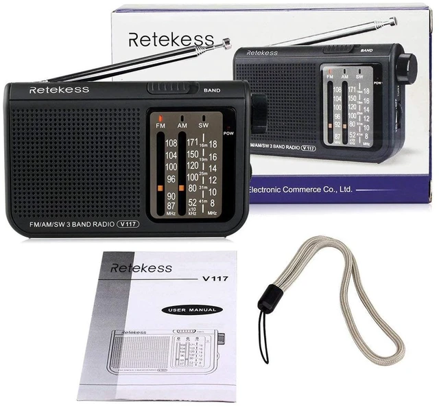 Alt view image 7 of 7 - V117 Portable Radios AM FM, Shortwave Radio(Black) for Seniors, Transistor,Clear Dial, Best Reception, Easy Tuning